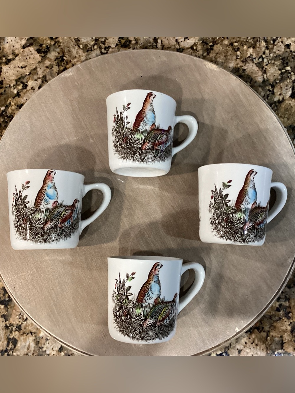 Vintage Johnson Brothers Game Birds Partridge 4 Mugs